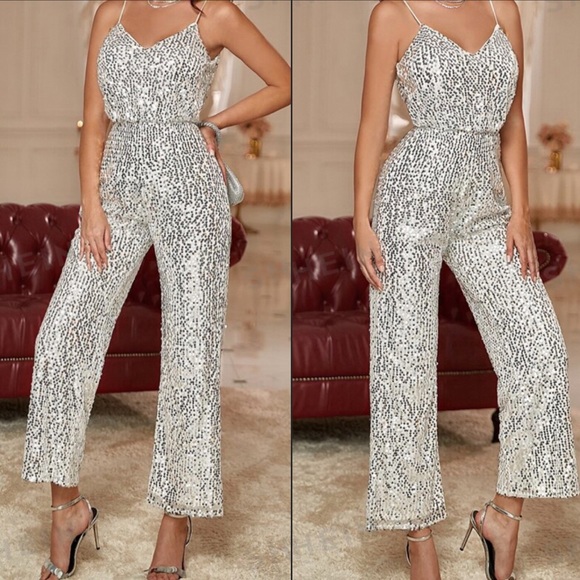 Luxe black sequins cami jumpsuit - Picture 12 of 15